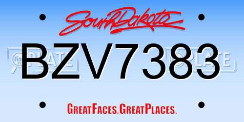 BZV7383 South Dakota License Plate