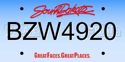 BZW4920 South Dakota License Plate