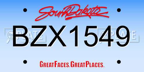 BZX1549 South Dakota License Plate