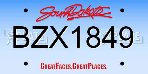 BZX1849 South Dakota License Plate