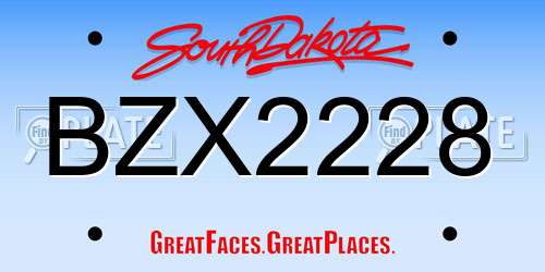 BZX2228 South Dakota License Plate