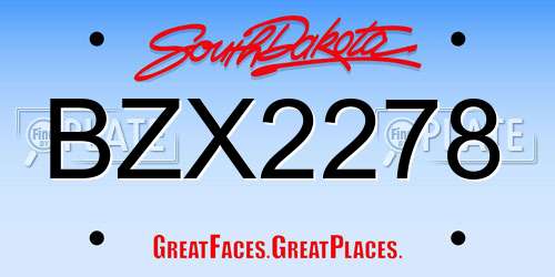 BZX2278 South Dakota License Plate