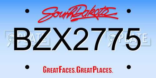 BZX2775 South Dakota License Plate