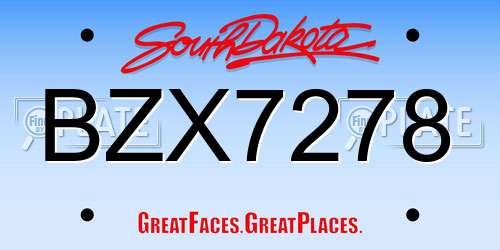 BZX7278 South Dakota License Plate