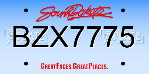 BZX7775 South Dakota License Plate