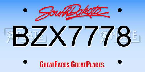 BZX7778 South Dakota License Plate