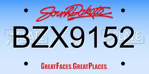BZX9152 South Dakota License Plate