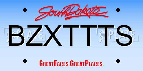 BZXTTTS South Dakota License Plate