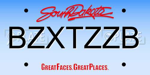 BZXTZZB South Dakota License Plate