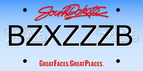 BZXZZZB South Dakota License Plate