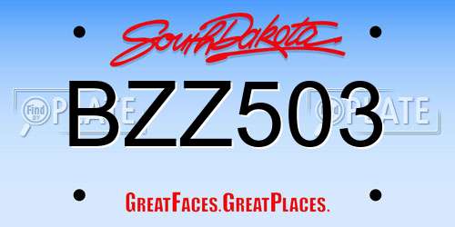 BZZ503 South Dakota License Plate