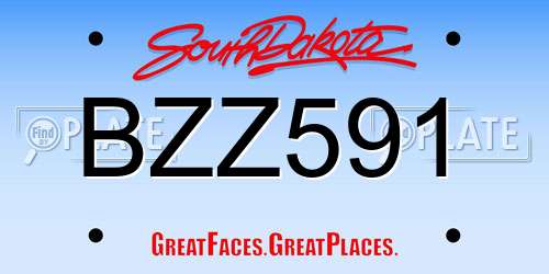 BZZ591 South Dakota License Plate