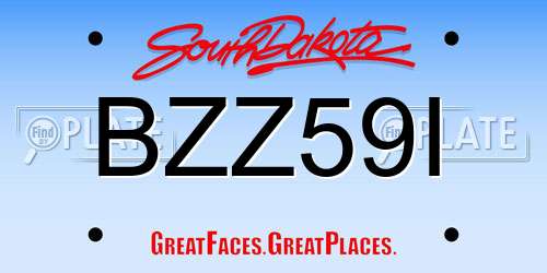 BZZ59I South Dakota License Plate