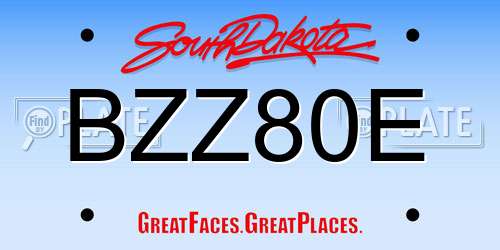 BZZ80E South Dakota License Plate