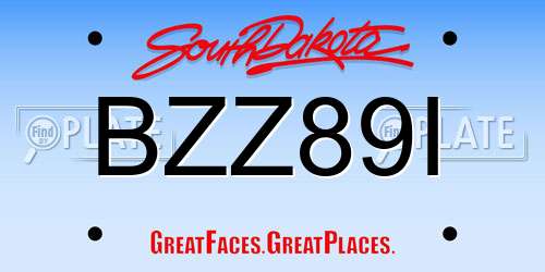 BZZ89I South Dakota License Plate