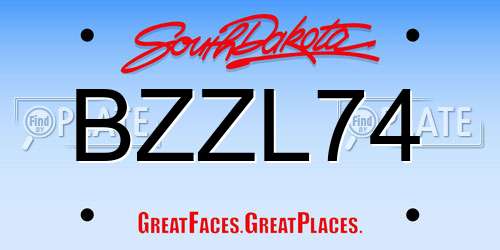 BZZL74 South Dakota License Plate