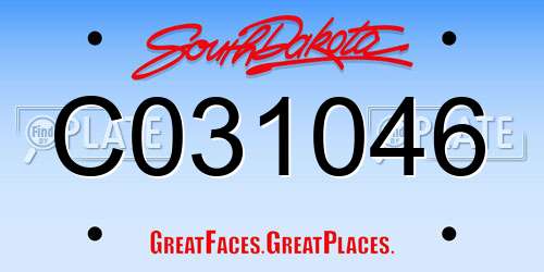 C031046 South Dakota License Plate