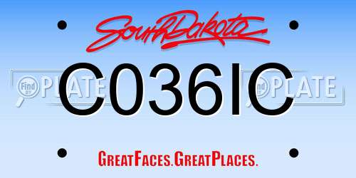 C036IC South Dakota License Plate