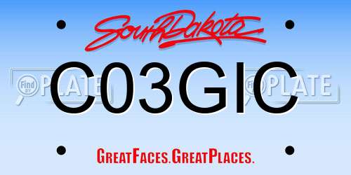 C03GIC South Dakota License Plate