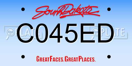 C045ED South Dakota License Plate