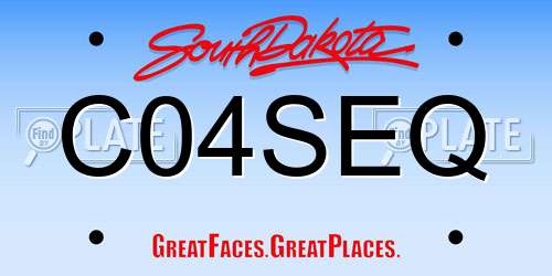 C04SEQ South Dakota License Plate
