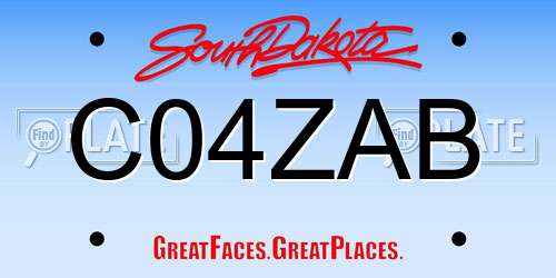 C04ZAB South Dakota License Plate