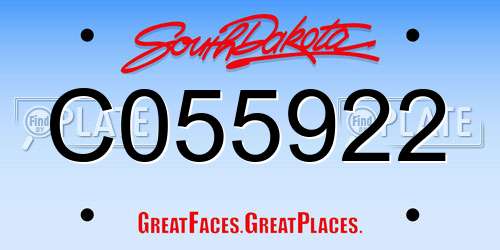 C055922 South Dakota License Plate