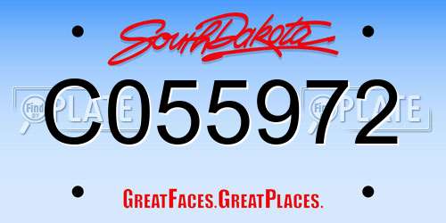 C055972 South Dakota License Plate