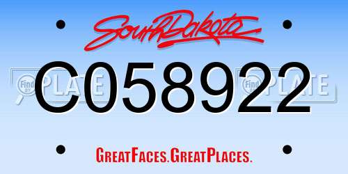 C058922 South Dakota License Plate