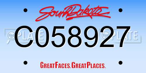 C058927 South Dakota License Plate