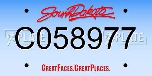 C058977 South Dakota License Plate