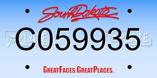 C059935 South Dakota License Plate