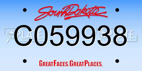 C059938 South Dakota License Plate