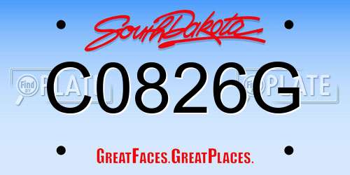 C0826G South Dakota License Plate
