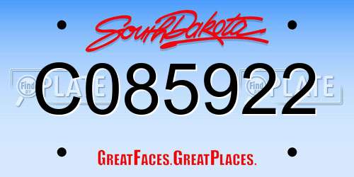 C085922 South Dakota License Plate