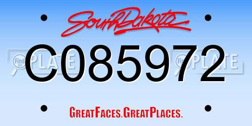 C085972 South Dakota License Plate