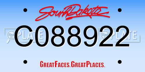 C088922 South Dakota License Plate