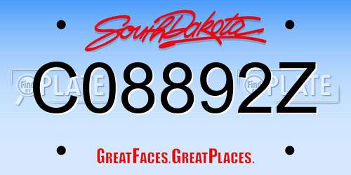 C08892Z South Dakota License Plate