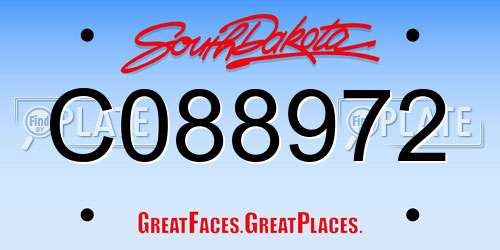 C088972 South Dakota License Plate