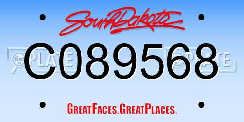C089568 South Dakota License Plate