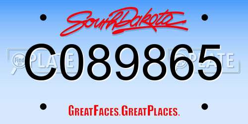 C089865 South Dakota License Plate