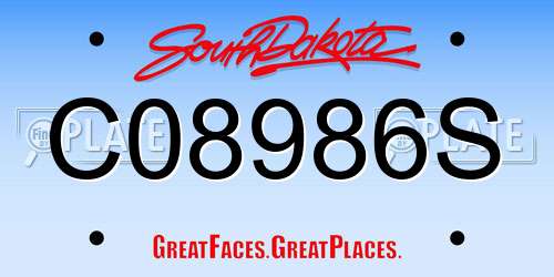 C08986S South Dakota License Plate