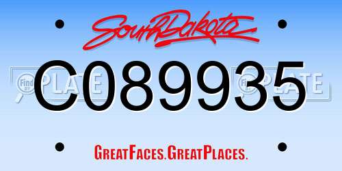 C089935 South Dakota License Plate