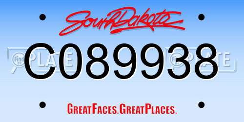 C089938 South Dakota License Plate