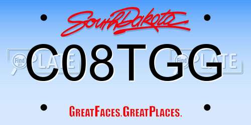 C08TGG South Dakota License Plate