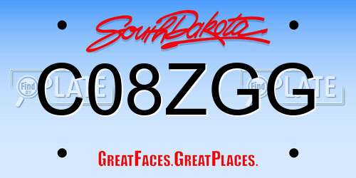 C08ZGG South Dakota License Plate