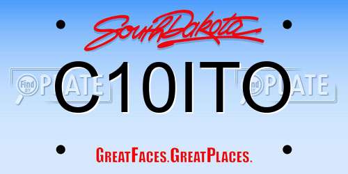 C10ITO South Dakota License Plate
