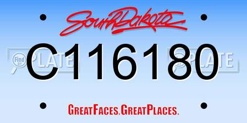 C116180 South Dakota License Plate