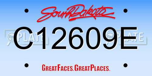 C12609E South Dakota License Plate