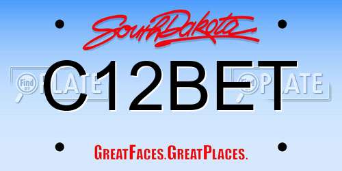 C12BET South Dakota License Plate